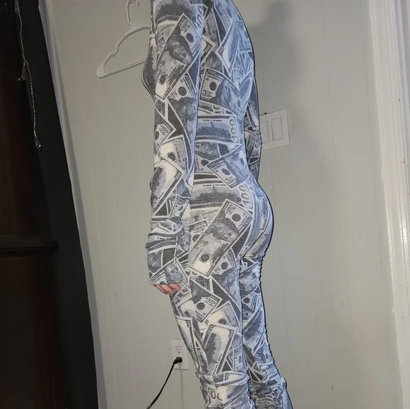 NWT Dolls Kill $100 Bill's Yall ! Sexy Make It Rain Jumpsuit . - Picture 5 of 9